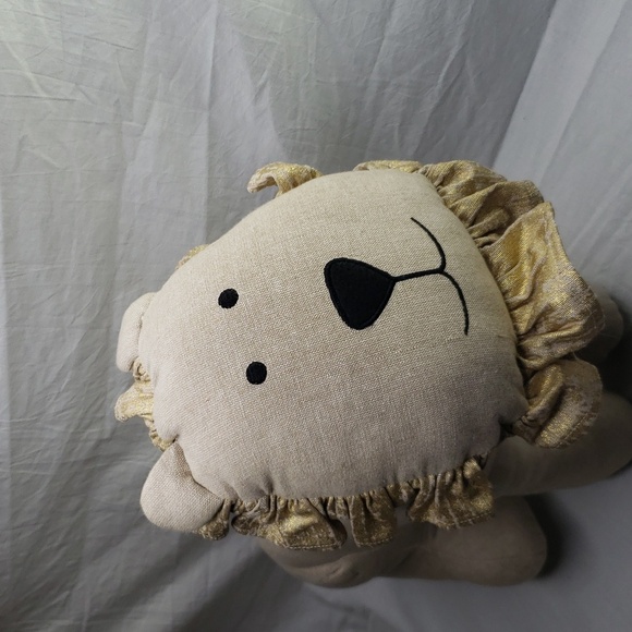 Chambray Stuffed Lion 14" Cotton - Picture 9 of 9